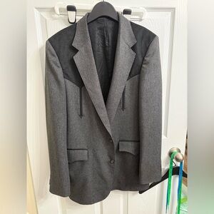 Vintage Circle S Western Blazer Gray Black Yoke USA Made 40L Cowboy Dallas